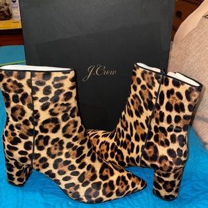 JCrew pointed toe boots in calf hair. Size 9. Never worn. Still in box.